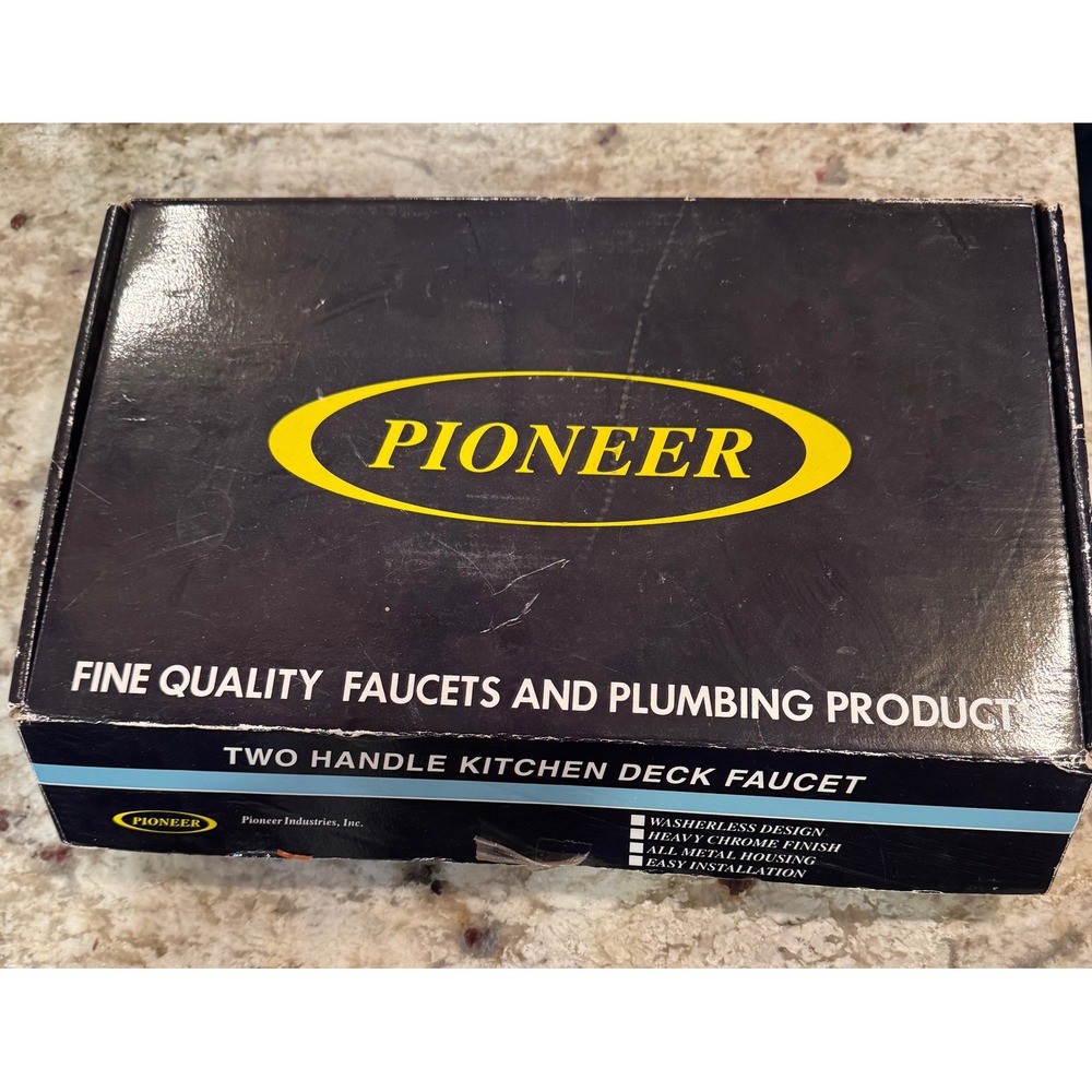 Pioneer 232100 Two Handle Kitchen Deck Faucet Chrome Acrylic Handles NEW